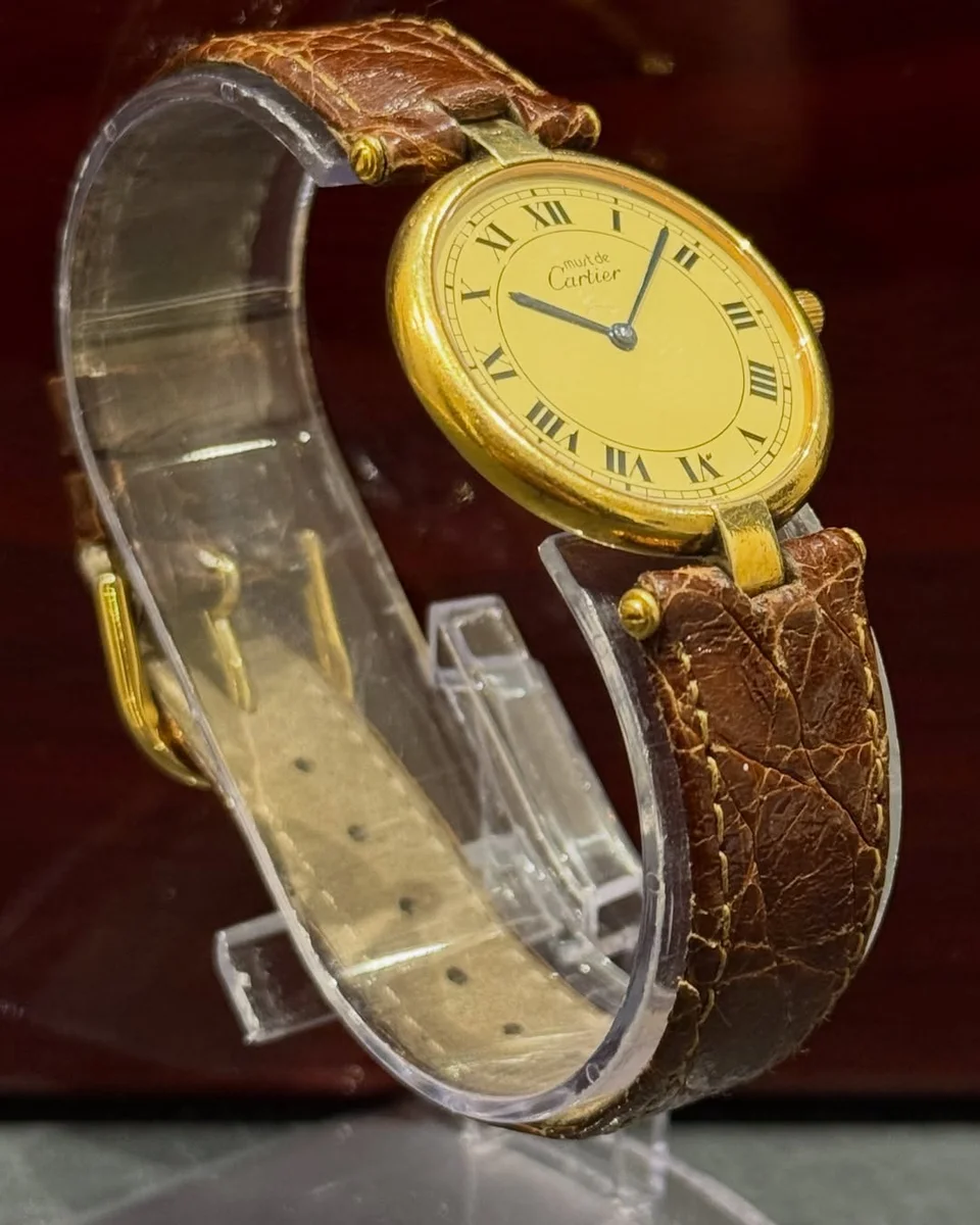 Cartier Jewels Vermeil 30 mm Ladies’ Dress Classy 925 Silver Leather - Image 2