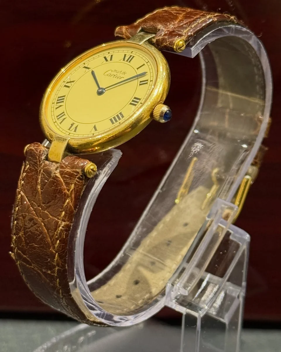 Cartier Jewels Vermeil 30 mm Ladies’ Dress Classy 925 Silver Leather - Image 3