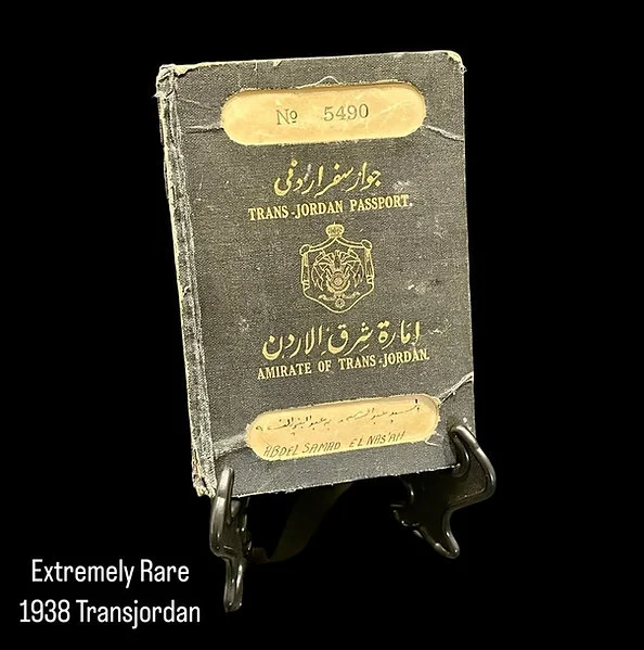 Extremely Rare Passport Emirate of Trans-Jordan 1938