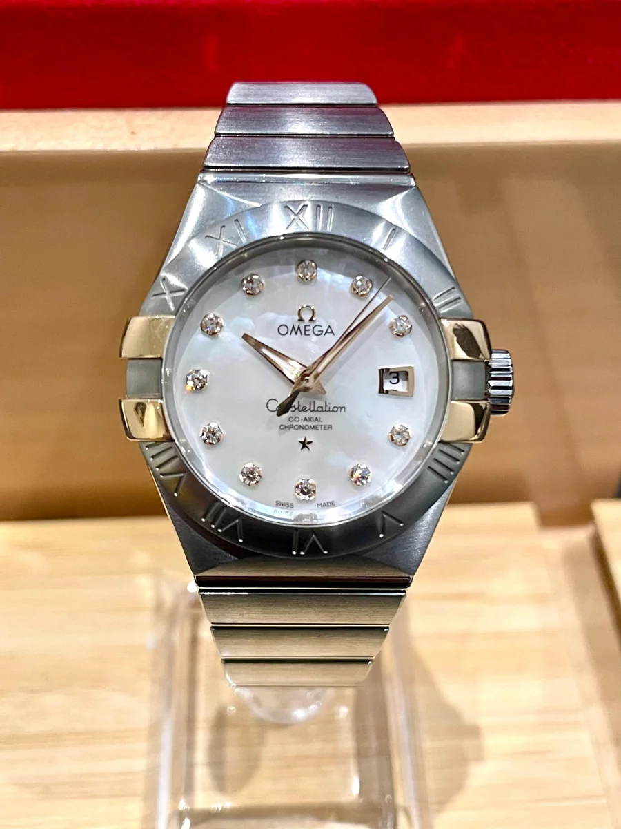Preowned Omega Constellation Co Axil Mother of Pearl Diamonds