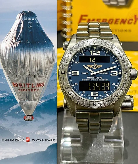 Rare Breitling Emergency 2007 Blue Dark Titanum Complete Set