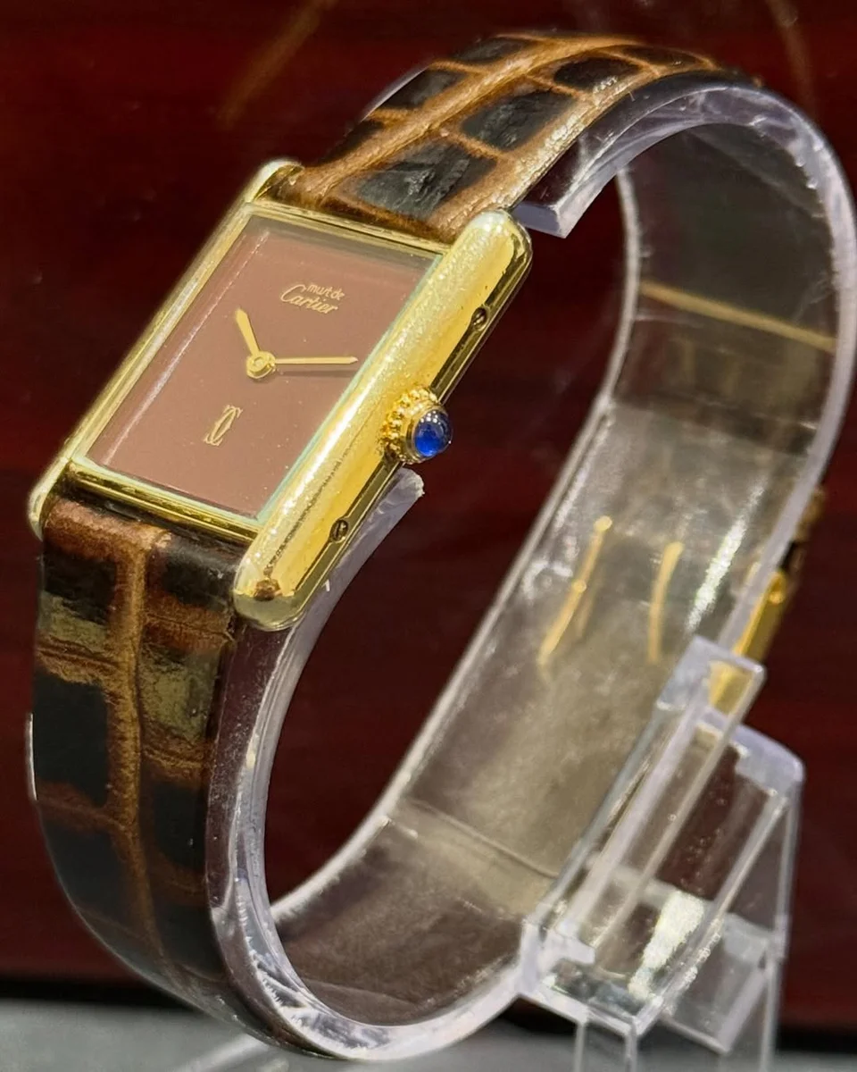 Cartier Tank 1980 Royal Classic Bordeaux Dial The Official Signature Of Must De Cartier Editions - Image 2