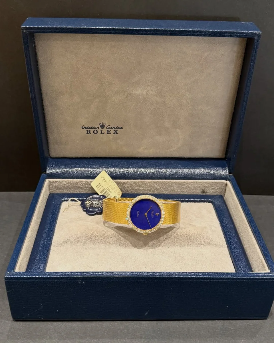 RARE 1970 Rolex Cellini Lapis Lazuli18k Yellow Gold In Excellent Condition - Image 14