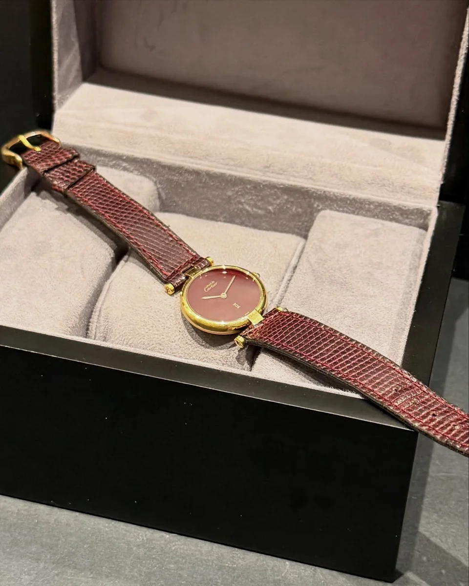 Cartier Vendome 1980 Classic Red Cartier Dial Rare - Image 5