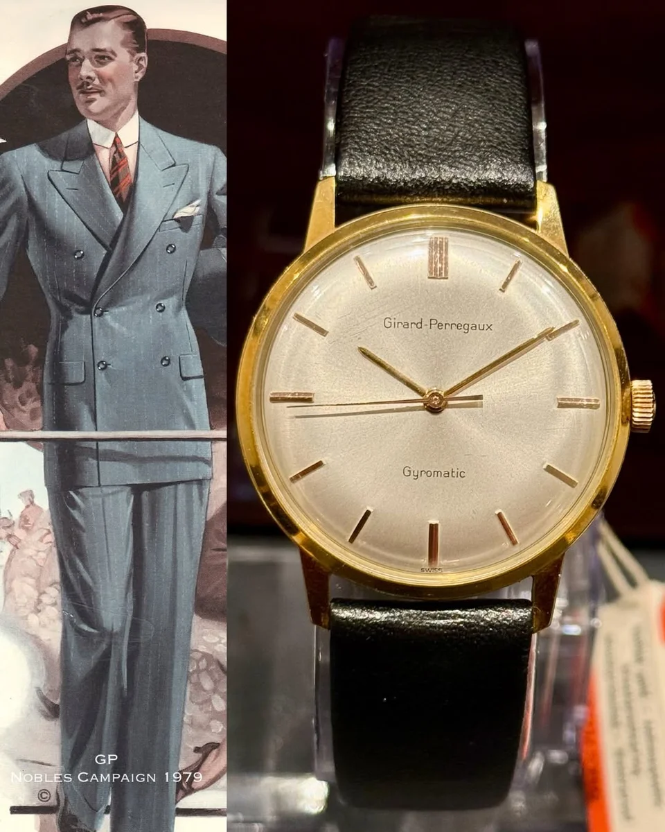 Rare Nobles Watch 1979 Girard-Perregaux Gold Steel Lock Zero