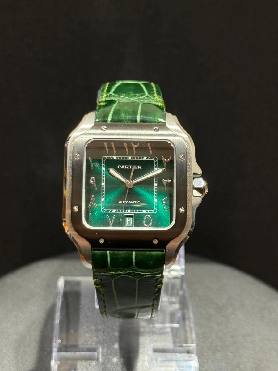 Rare Cartier Santos Special Edition Arabic Numbers Green Theme - Image 2