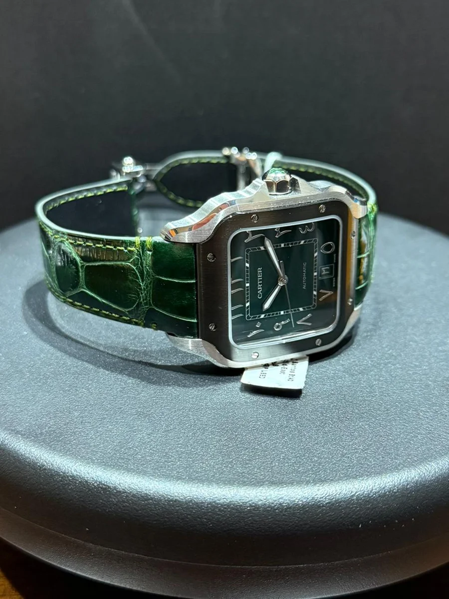 Rare Cartier Santos Special Edition Arabic Numbers Green Theme - Image 4