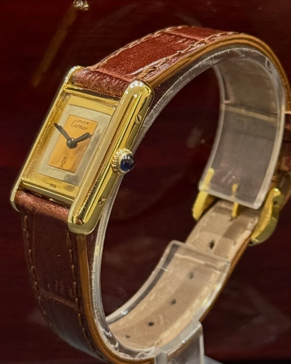 Rare 1981 Cartier Tank 925 Mori Ceramic Leather - Image 2
