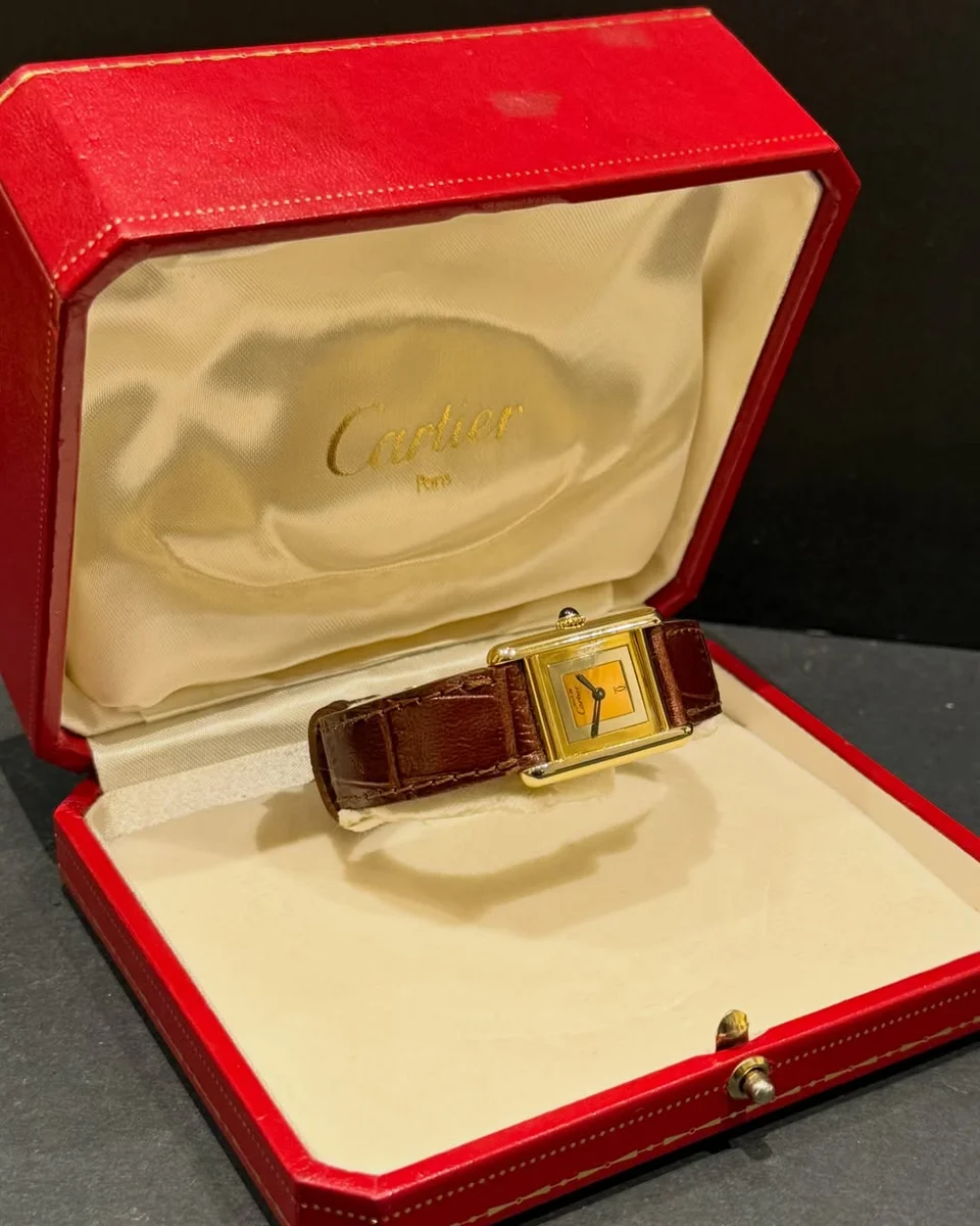 Rare 1981 Cartier Tank 925 Mori Ceramic Leather - Image 4