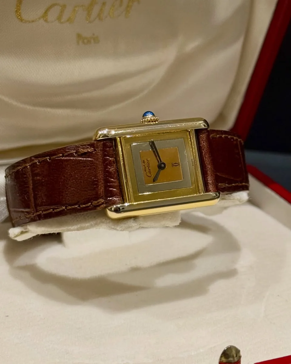 Cartier Tank Treasure – 1990 Parisian Elegance Moiré Pattern - Image 4