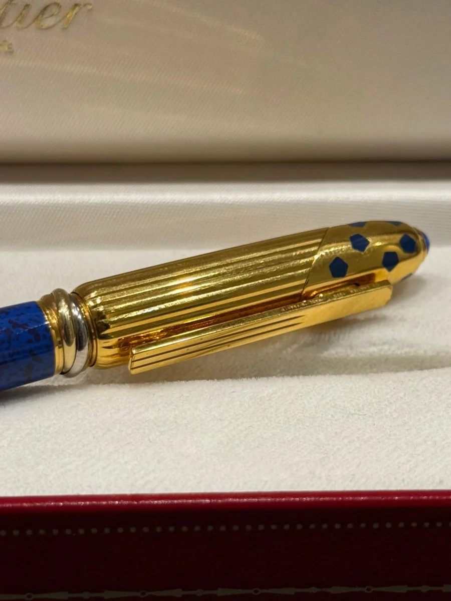 Must de Cartier Paris Pen Blue Gold Ballpoint - Image 4