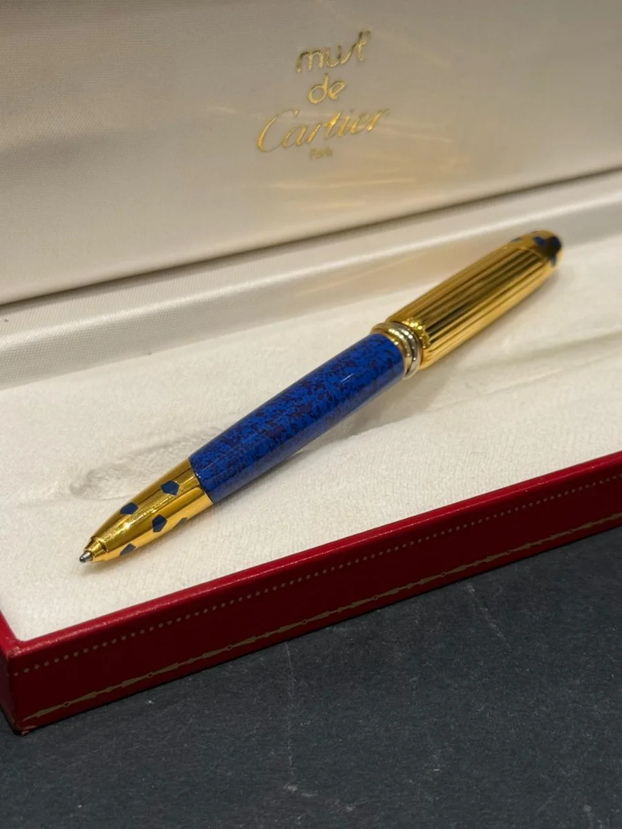 Must de Cartier Paris Pen Blue Gold Ballpoint - Image 2
