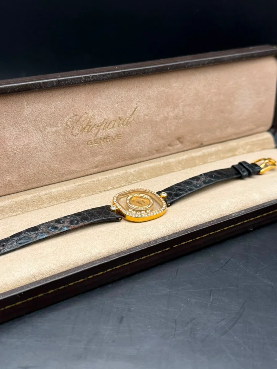 Chopard Happy Diamonds 18K Gold Leather Floating Diamonds - Image 5