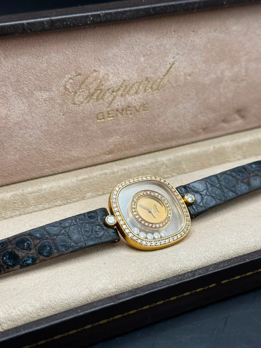 Chopard Happy Diamonds 18K Gold Leather Floating Diamonds - Image 7