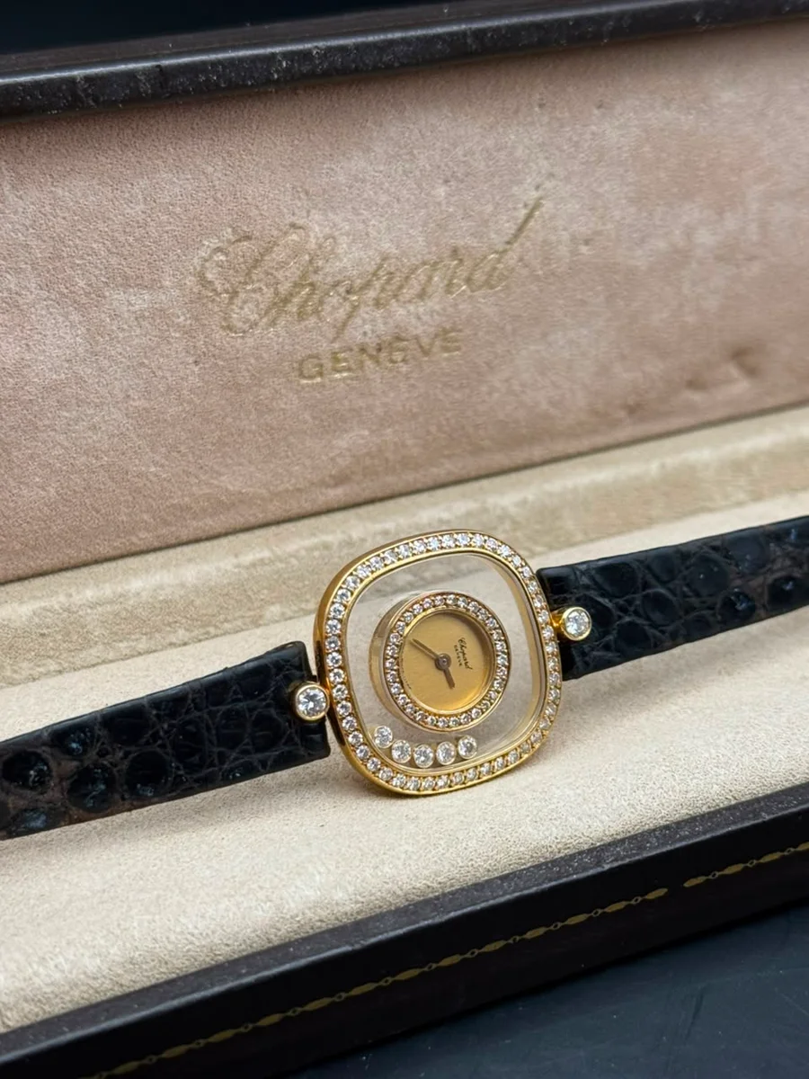Chopard Happy Diamonds 18K Gold Leather Floating Diamonds - Image 9