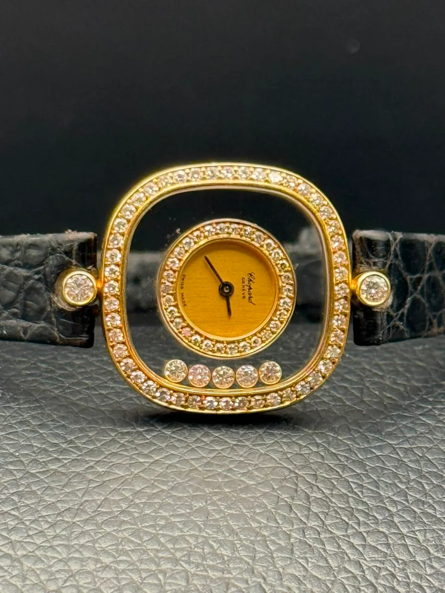Chopard Happy Diamonds 18K Gold Leather Floating Diamonds - Image 2
