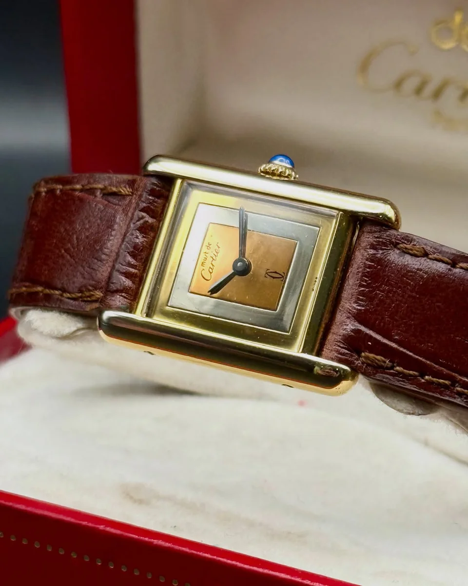 Cartier Tank 1990 925 Sterling Silver Mirror Dial Medium Size - Image 2