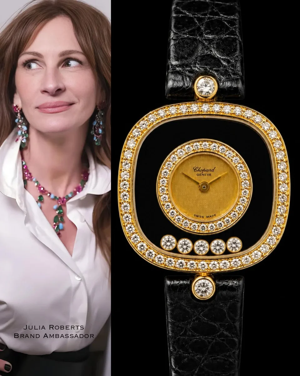 Chopard Happy Diamonds 18K Gold Leather Floating Diamonds