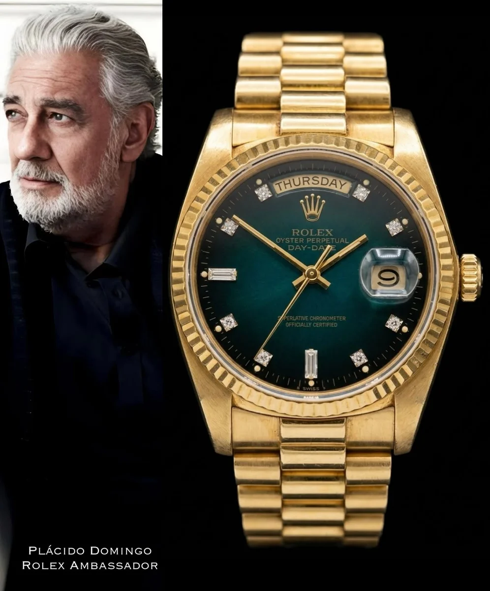 Rolex Day-Date Ref. 18000 Green Stella Spider Dial Full Gold