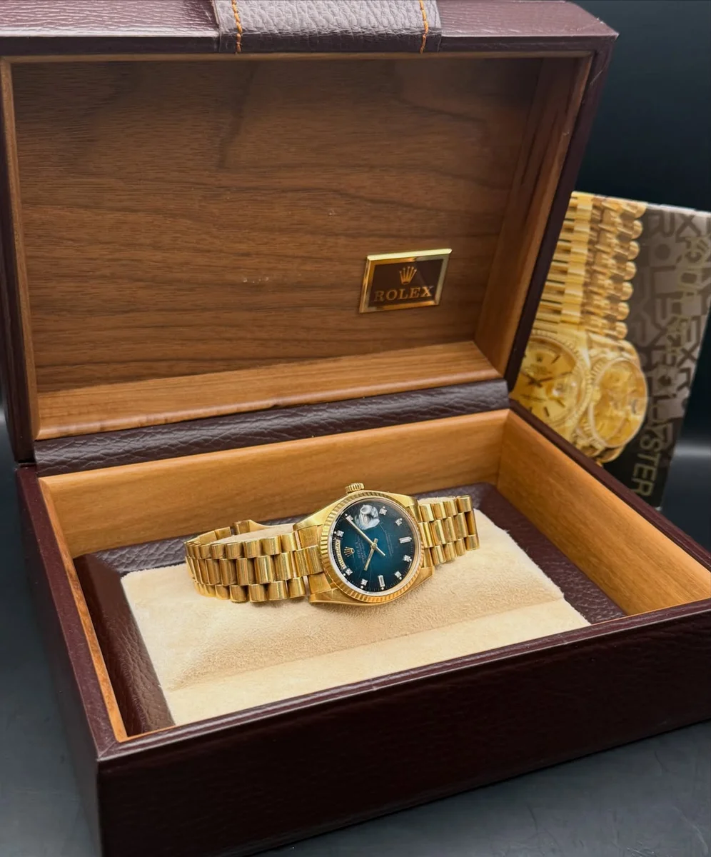 Rolex Day-Date Ref. 18000 Green Stella Spider Dial Full Gold - Image 4