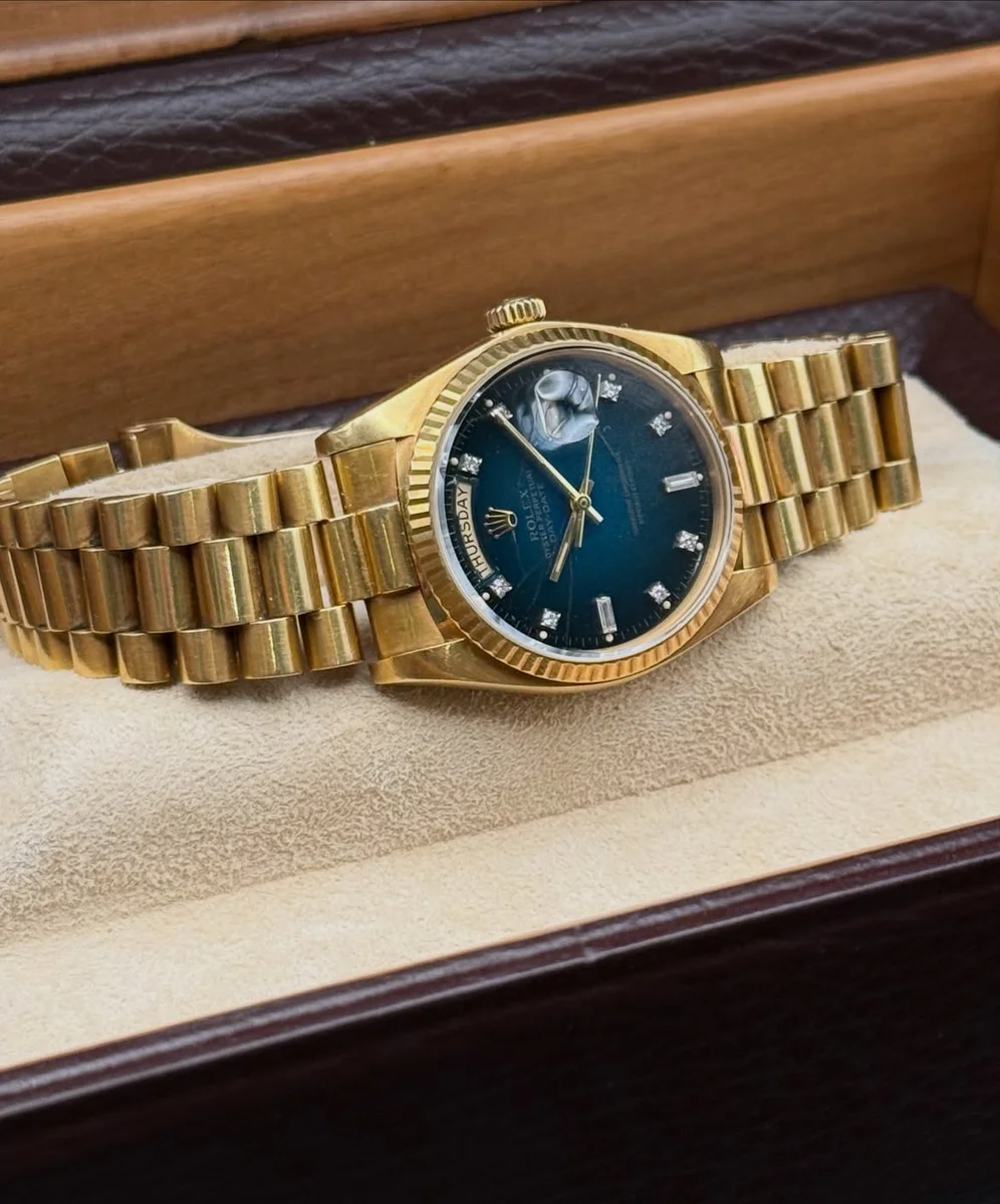 Rolex Day-Date Ref. 18000 Green Stella Spider Dial Full Gold - Image 3