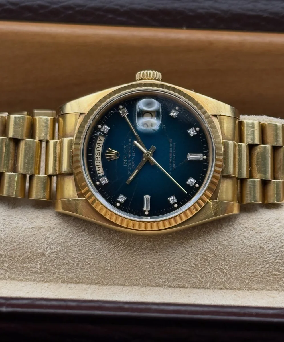 Rolex Day-Date Ref. 18000 Green Stella Spider Dial Full Gold - Image 2