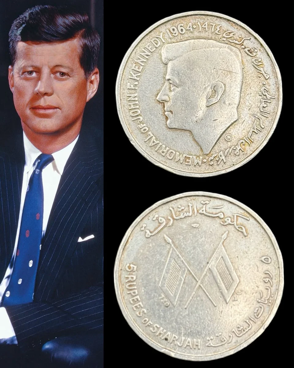 Five Rupees Commemorative Silver Coin John F. Kennedy Emirate of Sharjah
