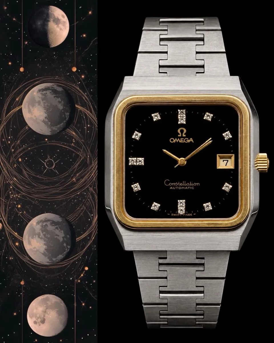 Omega Constellation Automatic Vintage Steel Gold Black Diamond Dial