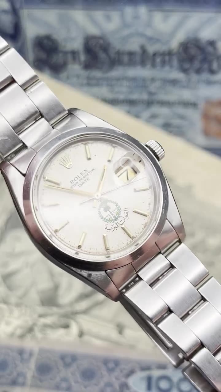 Rolex 1500 Date First Edition Saudi Arabia 1970 Landing Forces RARE - video