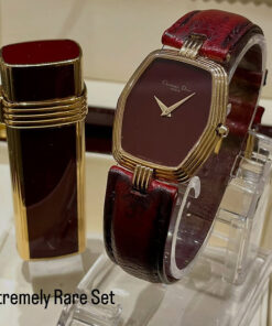 Preowned Christian Dior Paris - Unique Rare Edition Set Of Watch and Lighter