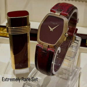 Preowned Christian Dior Paris – Unique Rare Edition Set Of Watch and Lighter - ساعة فاخرة أصلية