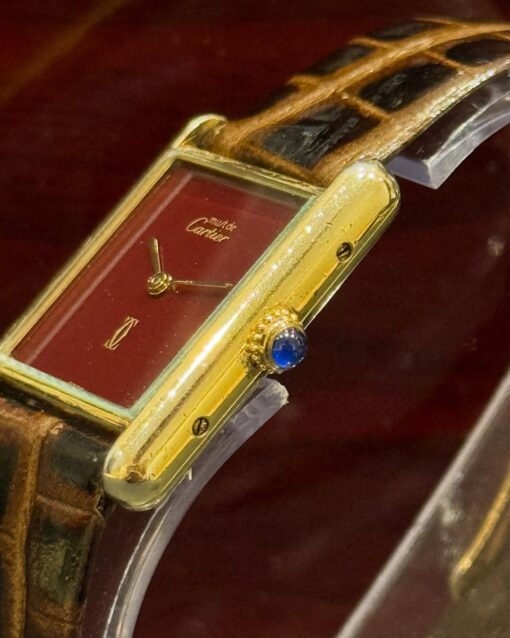 Cartier Tank 1980 Royal Classic Bordeaux Dial The Official Signature Of Must De Cartier Editions - Image 4