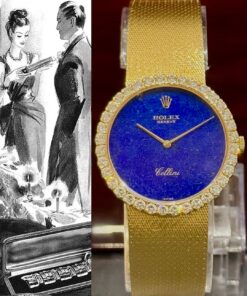 RARE 1970 Rolex Cellini Lapis Lazuli18k Yellow Gold In Excellent Condition