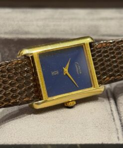 Alternative view of Rare Feminine Masterpiece Cartier Tank Night Blue 925 Leather