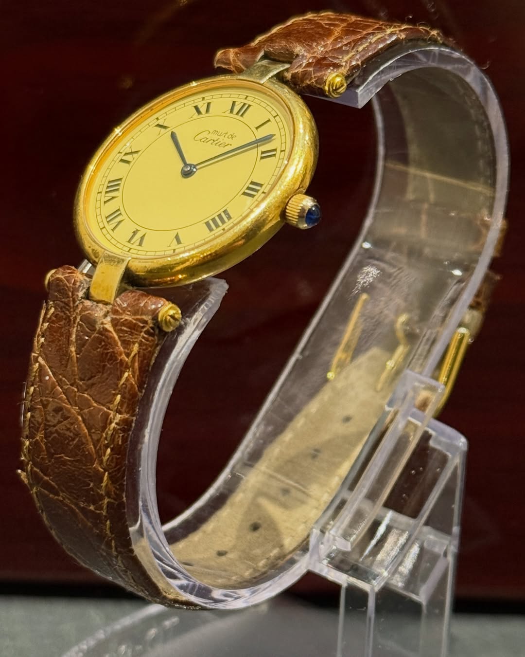 Cartier Jewels Vermeil 30 mm Ladies’ Dress Classy 925 Silver Leather - Image 3